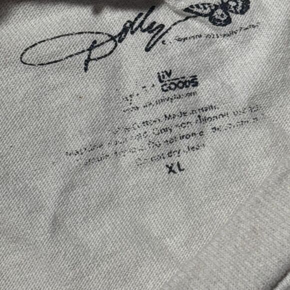 Dolly Parton Rockstar Vols Check Field Off White Thrifted Distressed Tee Size XL - Picture 7 of 8